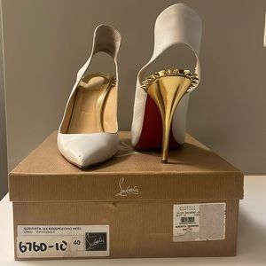 Christian Louboutin White Leather Survivita Heel